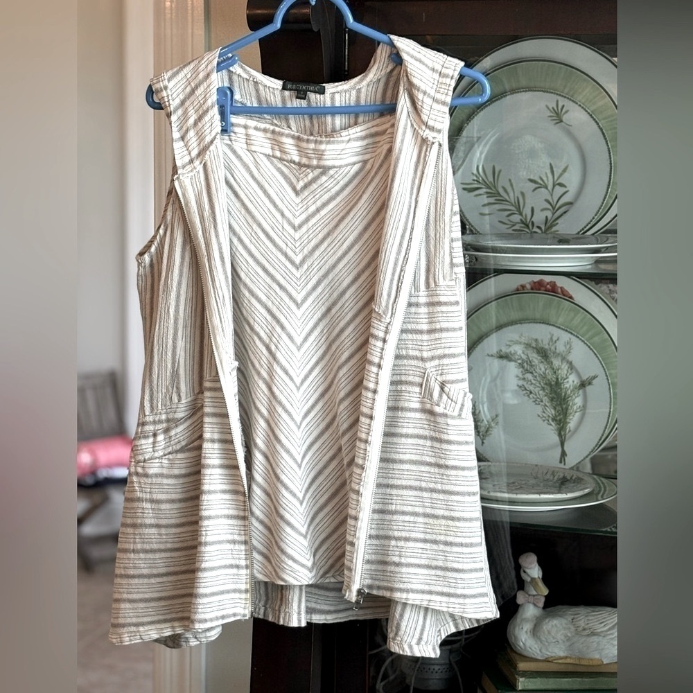 For Cynthia Striped Skirt | Jacket Set. Women’s Top S. Skirt M Neutral | Classic